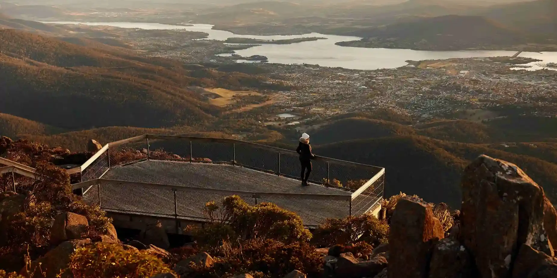 Aerial shot of Kunanyi, Mount Wellington